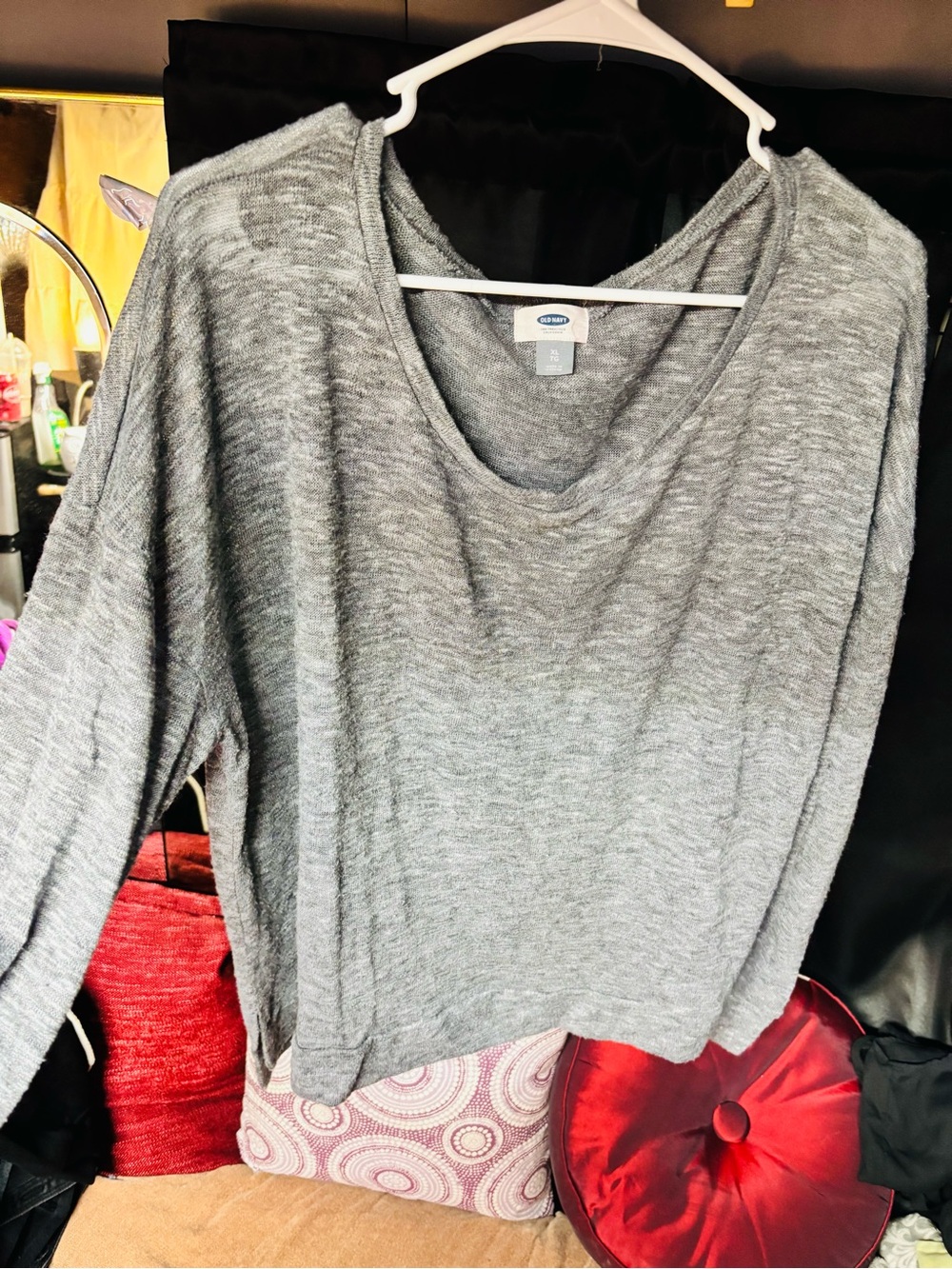 Old Navy Heather Gray Lightweight Women's Long-Sleeve Top